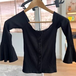 Reformation Black Flared Sleeve Blouse